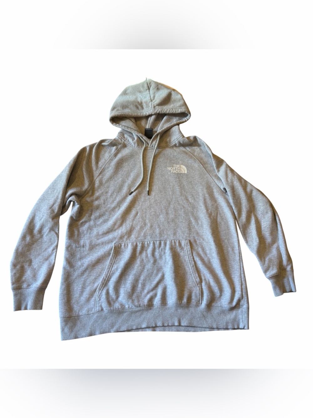 The North Face Throwback Hoodie Women’s XL Gray Heather Never Stop Exploring EUC